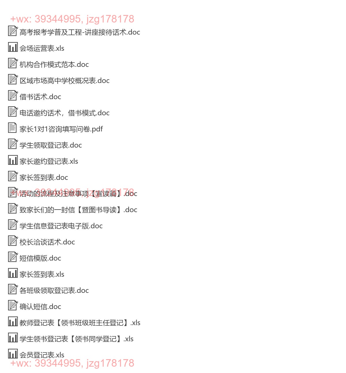 相关话术、短信、表格资料 screenshot
