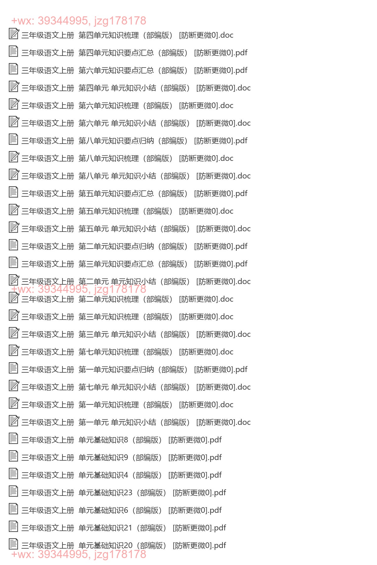 三年级语文上册：单元总结（46套打包，Word版） screenshot