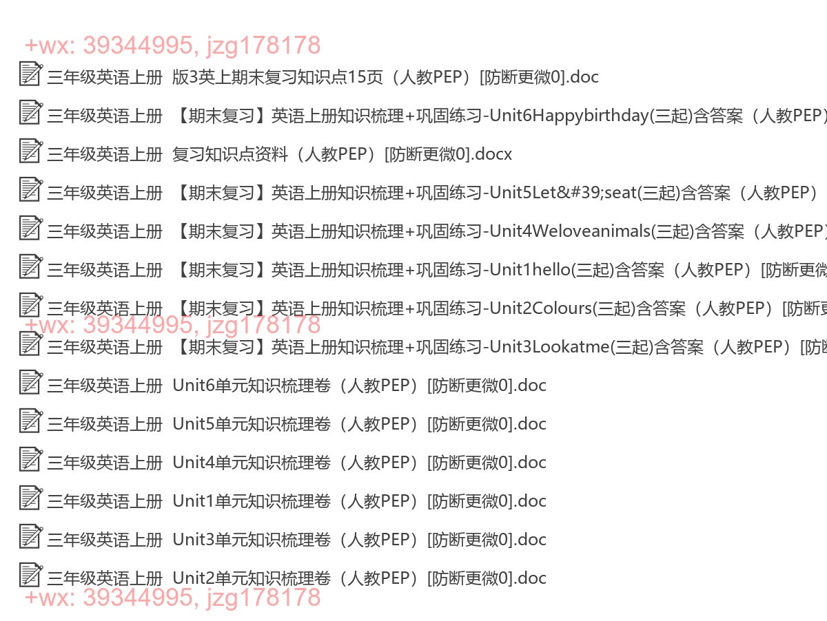 三年级英语上册：单元总结（14套打包，Word版） screenshot