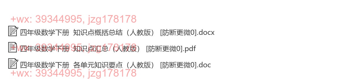 四年级数学下册：单元总结（3套打包，Word版） screenshot