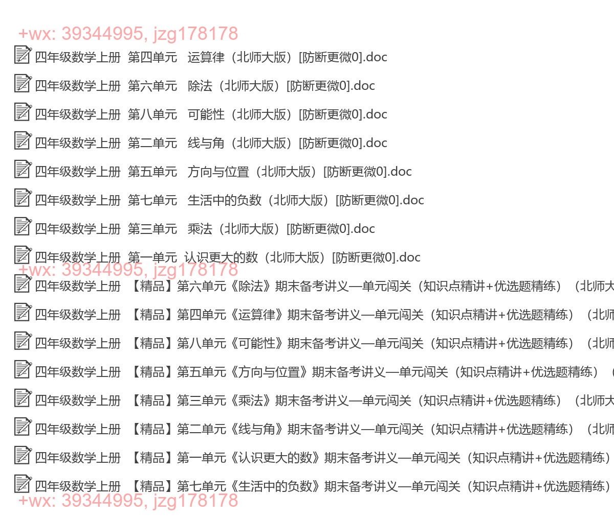 四年级数学上册：知识点汇（16套打包，Word版） screenshot
