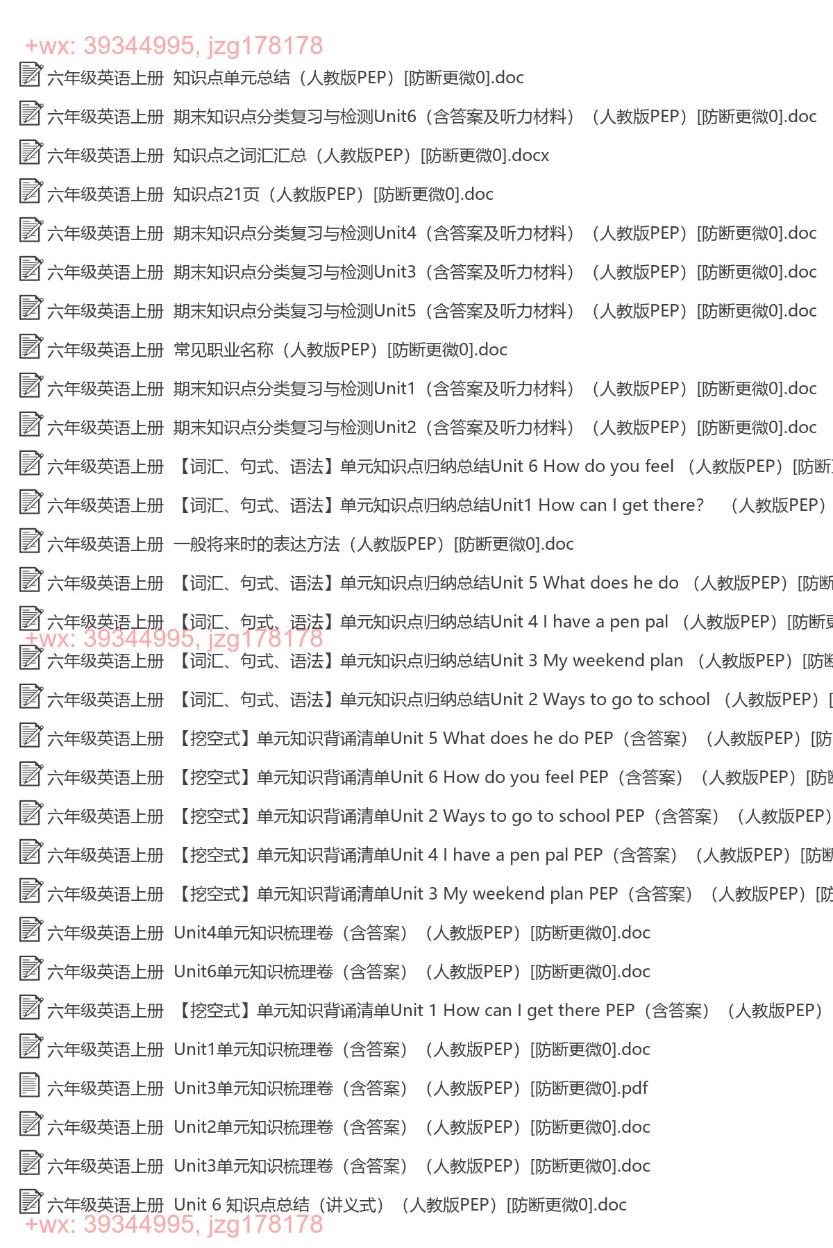 六年级英语上册：单元总结（47套打包，Word版） screenshot