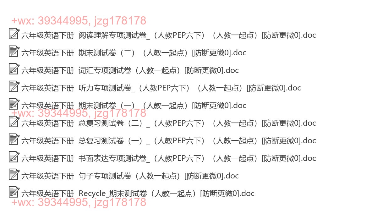 六年级英语下册：综合复习（10套打包，word版） screenshot