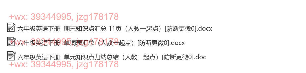 六年级英语下册：单元总结（1套打包，Word版） screenshot