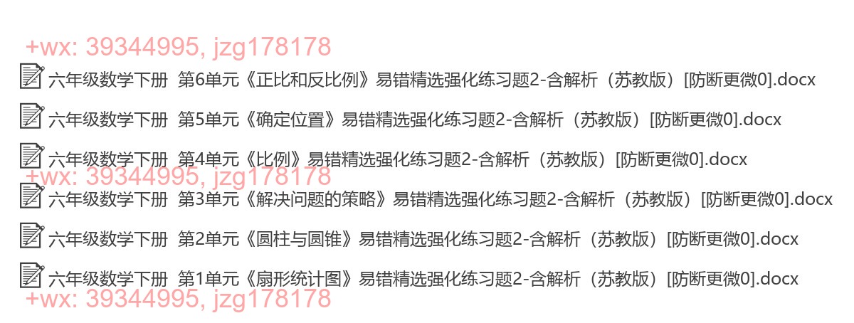 六年级数学下册：易错题（31套打包，Ｗord版，含答案） screenshot
