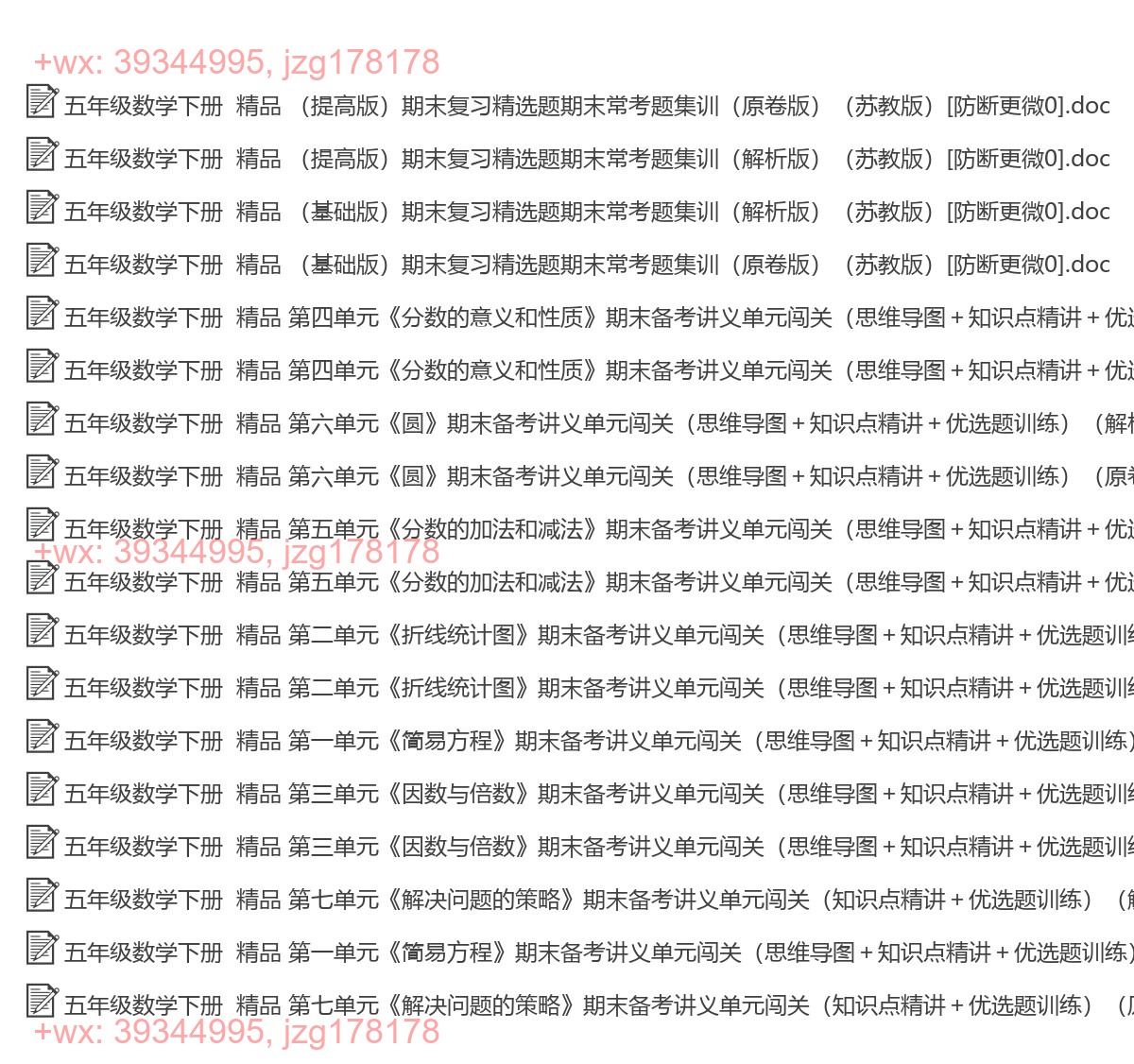 五年级数学下册：专项复习（5套打包，Word版） screenshot