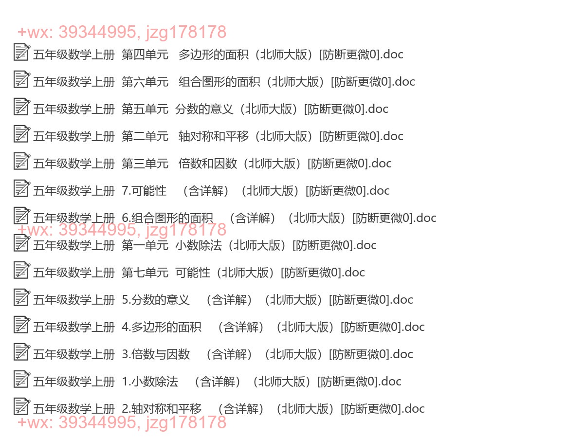 五年级数学上册：知识点汇（14套打包，Word版） screenshot