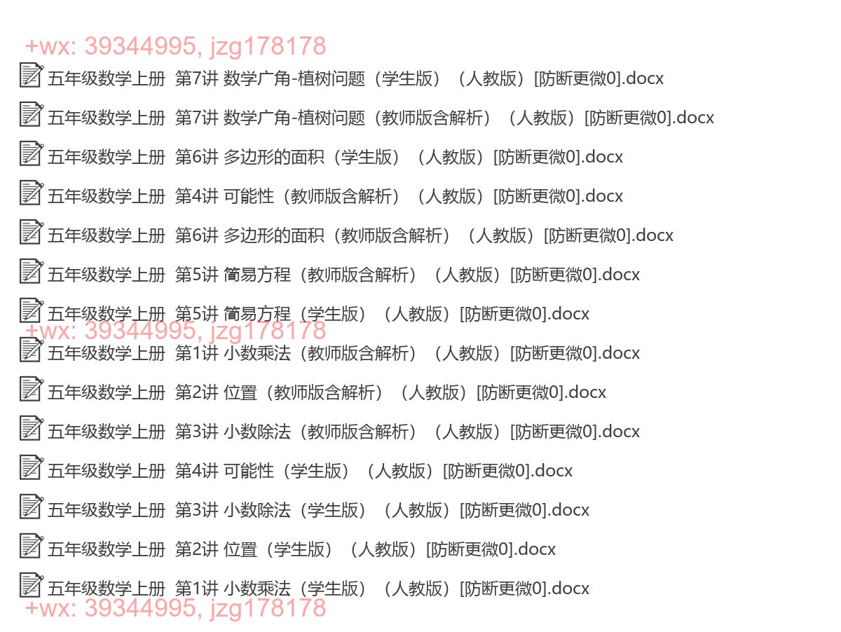 五年级数学上册：专项复习（14套打包，Word版） screenshot