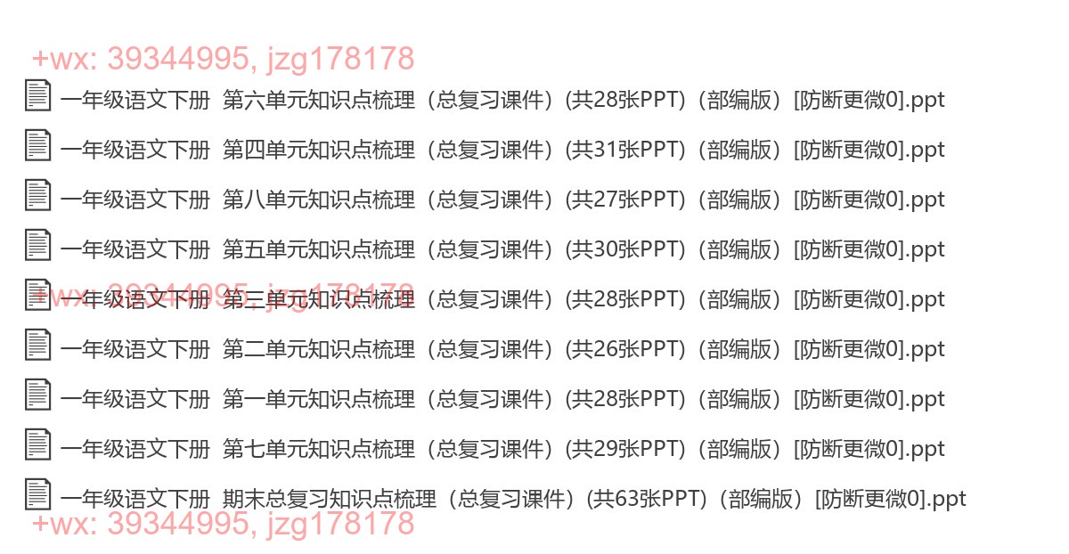 一年级语文下册：学霸复习（9套打包。PPT版） screenshot