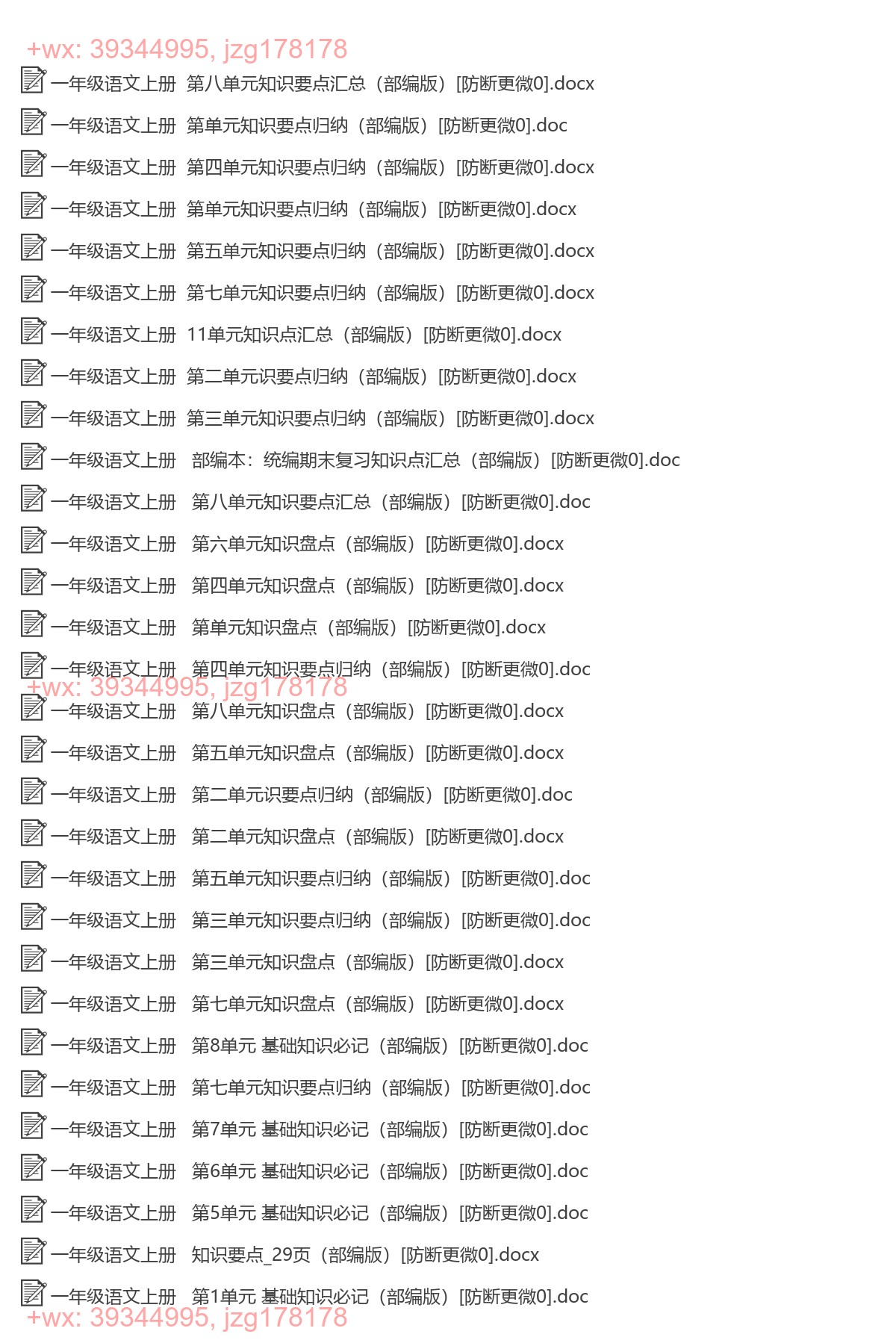 一年级语文上册：单元总结（25套打包，Word版） screenshot