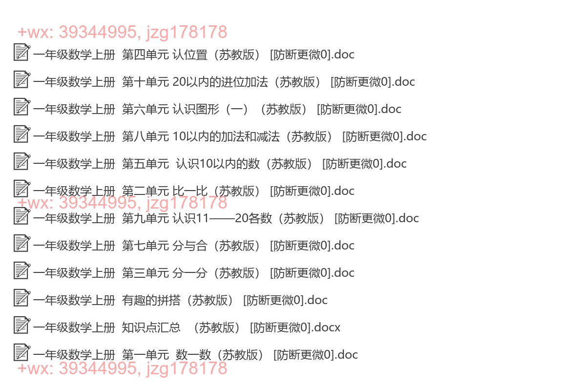 一年级数学上册：知识点汇（13套打包，Word版） screenshot