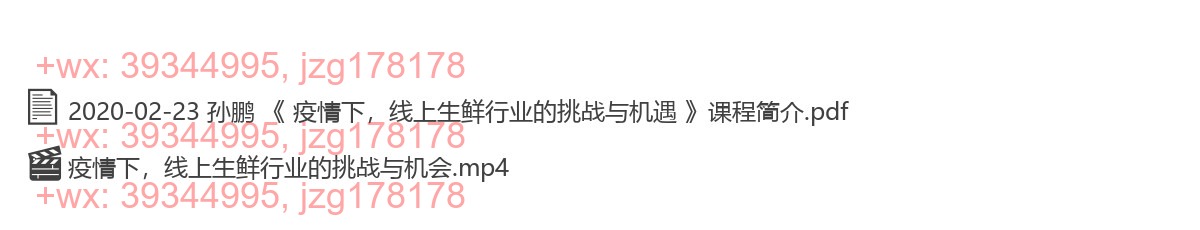 2020-02-23 孙鹏 《 疫情下，线上生鲜行业的挑战与机遇 》 screenshot